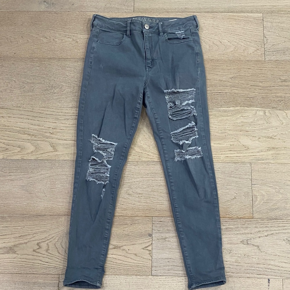American Eagle Outfitters Charcoal Ripped Skinny Jeans
